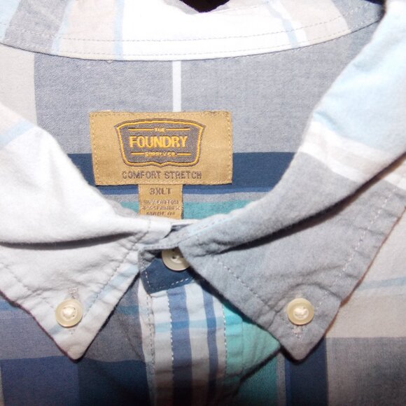 The Foundry Supply Co. Plaid Short Sleeve Buttonup  Size 3XLT - Picture 3 of 6